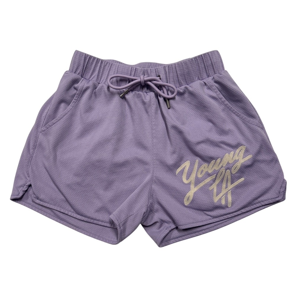 YoungLA Men's Medium Lavender Purple Mesh Athletic Gym Shorts Lifting Workout